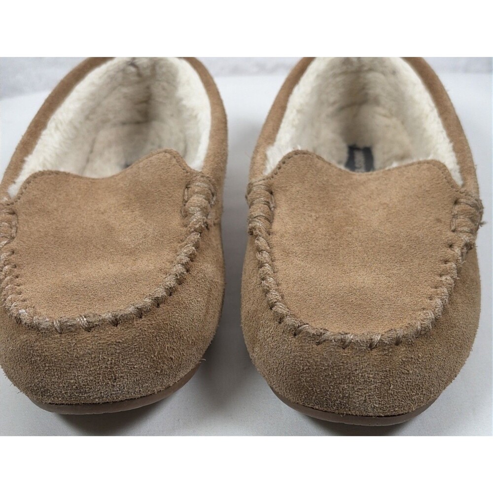 L.L. Bean Kids Moccasin Suede Lined Slippers Brown Size 2